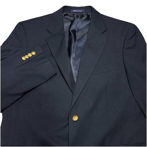 Alan Flusser Other - Alan Flusser Blazer Mens 40S Black Two Button Gold Buttons Sport Coat Jacket